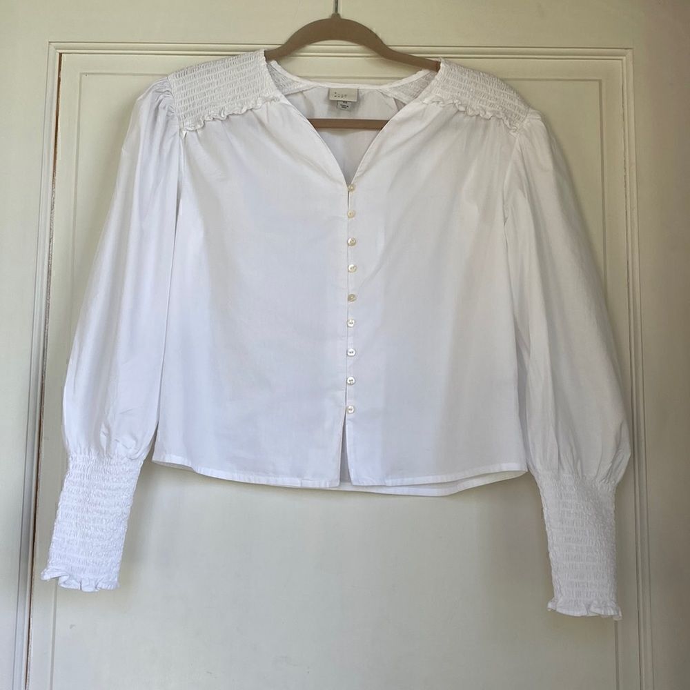 Elastic Cuff Detail Button Front Cotton Blouse By A New Day